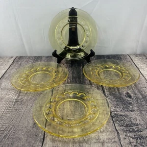 Indiana Glass Kings Crown Amber Plate Salad 8 1/4" Mid-Century Modern Set Of 4 - Picture 1 of 6