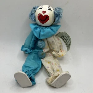 Vtg Collectible Circus Clown Doll Wooden Head Hand Painted By Patti - Picture 1 of 6