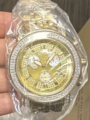 New Authentic Mens Joe Rodeo Tyler Jty1 Gold Tone 2.00 ct.aprx.Diamond Watch - Image 1 of 2