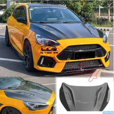 Cubierta de capó ventilada de carbono real estilo HDS para Ford Focus RS 2016-2018 Foto 1 de 4