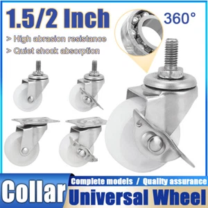 1.5/2 Inch PP Universal Wheel Furniture Castors 360°Turn Stainless Steel Bracket - Picture 1 of 16