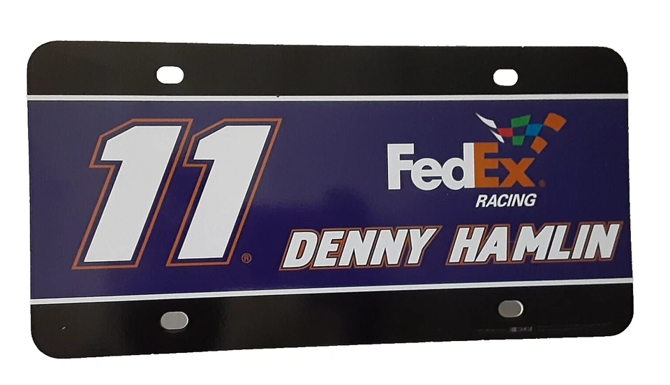 Denny Hamlin #11 FedEx Racing plástico novedad matrícula NASCAR recuerdo Foto 1 de 3