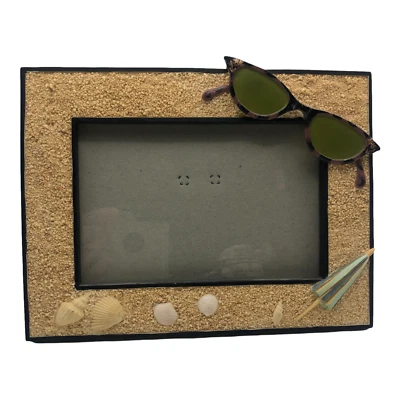 Beach Furio Picture Frame Life Expressions 3x5 Photo Sunglasses Shells Sand 3D - Image 1 of 4