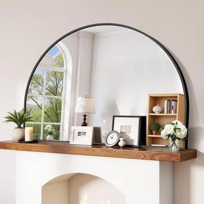 Arched Wall Mirror, 48"x36" Black Arched Mirror with Tempered Glass, Metal Fr... - Image 1 of 4