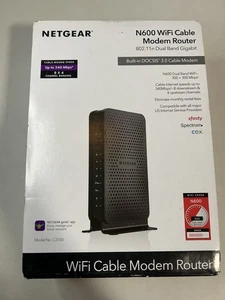 NETGEAR N600 Dual Band WiFi Cable Modem Router Model C3700 DOCSIS 3.0 340 MPBS - Picture 1 of 11