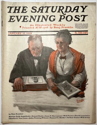 SATURDAY EVENING POST - Jan 1918 - RUSSIAN ARMY REVOLT / Art Deco  Automobile Ad - Image 1 of 4