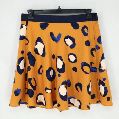 Phillip Lim 3.1 Target Skirt Womens 14 Orange Navy Blue Lined Flare Knee Length  - Image 1 of 4