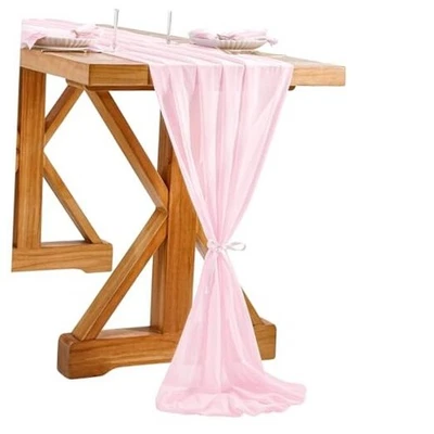 Corredor de mesa de gasa 27x120 pulgadas tela transparente rústica para boda 1 pieza rosa Foto 1 de 4