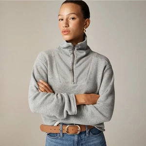 Sudadera J.Crew Heritage Terry 1/4 Cremallera WMNS M Gris Jaspeado Algodón Manga Larga - Imagen 1 de 7