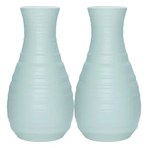 2 Pack Green Composite Plastics Flower Vase, Unbreakable, Ceramic Look, Decor - Picture 1 of 7