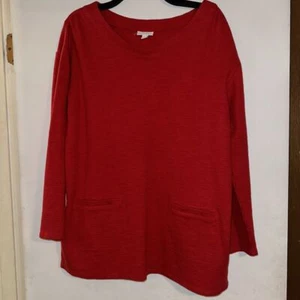 Maglione Pure Jill J Jill taglia media collo barca rosso con tasche decorative - Foto 1 di 7