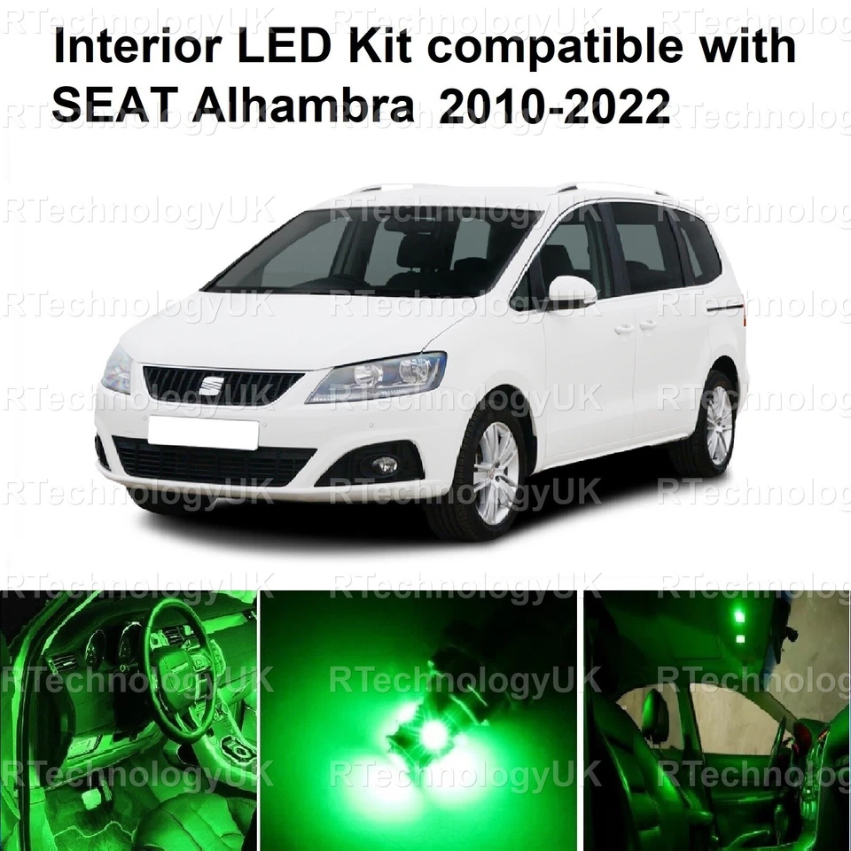 PREMIUM INTERIOR GREEN LED LIGHT KIT compatible with SEAT ALHAMBRA 7N 2010-2022 - Image 1 of 1