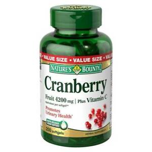 NATURE’S BOUNTY CRANBERRY WITH VITAMIN C, 4200MG, 250 RAPID RELEASE SOFTGELS