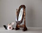 Vintage Wooden  Table Mirror  Makeup Mirror Home Decor Carved Wood Mirror