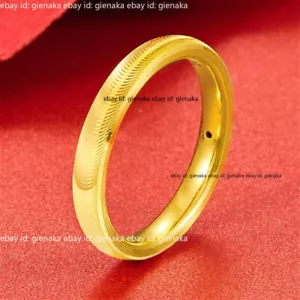 Pure 999 24K Yellow Gold Band Men Women Lucky Shiny 3mm Width Rings US 5-9 - Picture 1 of 5