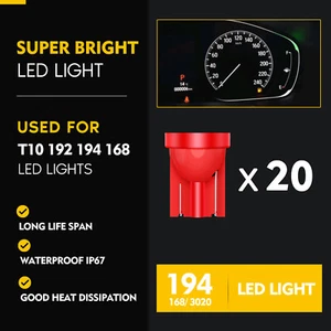 For 20X Pure Red T10 6-SMD LED Interior Instrument Panel Cluster Lights W5W 168 - Picture 1 of 6