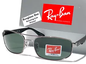 NEW Ray Ban Gunemtal Chrome Frame Dark Green Lens Sunglass RB3445 004 - Picture 1 of 19