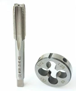 M12×1.25 HSS Metric Tap And Die Set,Thread Tap + Round Die Right Hand HSS Taper  - Picture 1 of 6