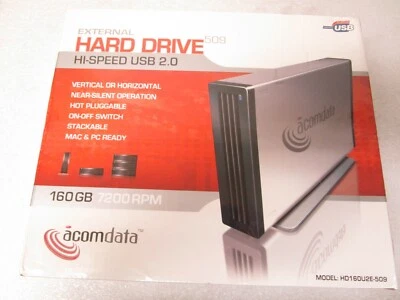 Acomdata 160GB 7200 RPM External Hard Drive Hi-Speed USB 2.0 HD160U2U2E-509 New  - Image 1 of 4