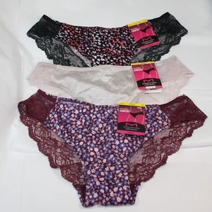 SET/3 TANGA PIZZO MAIDENFORM comfort devotion nuovo con etichette nero multi beige vino floreale m - Foto 1 di 5