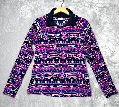 Columbia Fleece Pullover Womens Medium Blue Pink Tribal Print Outdoor Hiking - Image 1 of 4