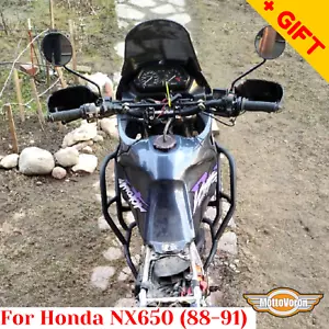 For Honda NX 650 Dominator Engine guard NX650 Crash bars (1988-1991), Bonus - Foto 1 di 11