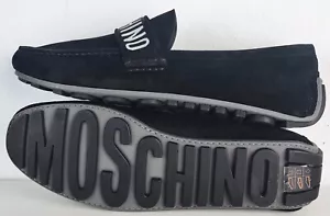 MOSCHINO Mokassins mit Logo-Print Shoes Herren Designer Leder Schuhe Gr.42 NEU - Bild 1 von 20