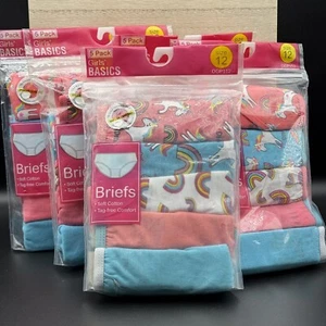 Girls Basics Cotton Briefs Size 12 Unicorns Rainbows 5 pack NEW! 5 Packs Of 5 - Picture 1 of 5