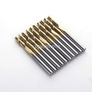 5x 1/8'' Titanium Nitride Coated Carbide CNC Double Two Flute Spiral Bits 12mm - Picture 1 of 3