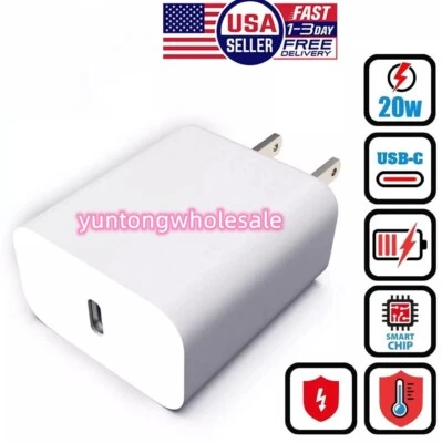 PD 20W USB-C Fast Wall Charger Adapter for iPhone 11 12 13 14 15 Pro Max Samsung - Image 1 of 4