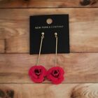 Pink Roses with Gold Color New York & Company Drop Fashion Earrings