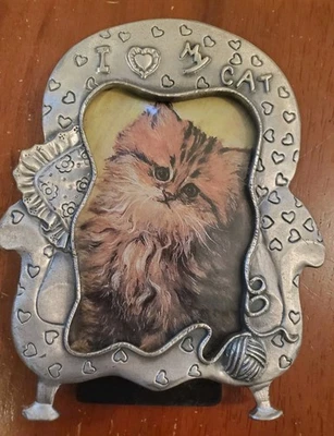Sixtrees Pewter I Love my Cat Themed Photo Frame for 2.5x3.5" Photo, metal   12A - Image 1 of 3