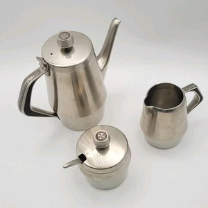 RARE Vintage REGAL 18-8 Stainless Steel Japan Coffee Tea Serving Set Inlaid - Picture 1 of 22