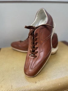 Tods Womens Leather Shoes Driving Sz 9 Camel Brown Lace Up Walking Shoe Italy - Bild 1 von 21