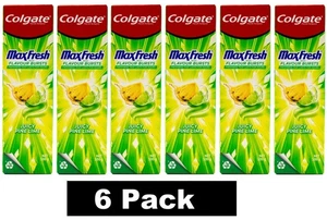 6 x COLGATE 100g TOOTHPASTE MAX FRESH WITH FLAVOUR BURSTS JUICY PINE LIME NEW - Picture 1 of 6