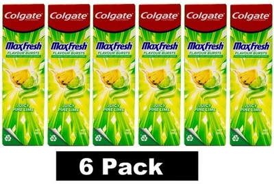 6 x COLGATE 100g TOOTHPASTE MAX FRESH WITH FLAVOUR BURSTS JUICY PINE LIME NEW - Image 1 of 4