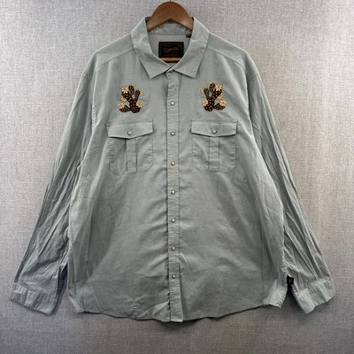 Howler Bros Gaucho Snap Shirt 2XL Blue Cactus Embroidered Pearl Snap Western - Image 1 of 4
