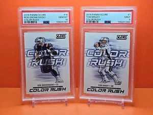 🔴⚪️🔵 2018 SCORE ROB GRONKOWSKI #16 PSA 10 & TOM BRADY #1 PSA 9 COLOR RUSH - Picture 1 of 6