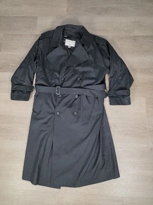 New London Fog Men's 42R Trench Coat Hollington Black Wool Liner Double Breasted - Image 1 of 4