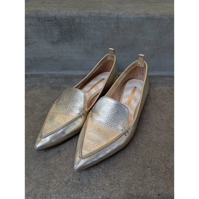 Nicholas Kirkwood Dorado Metálico Cuero Punta Planos Mujer Talla 37/6.5 Foto 1 de 4