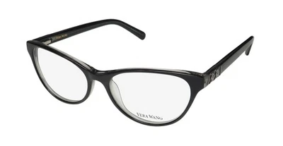 NEW VERA WANG V360 EYEGLASS FRAME OVAL BK WOMENS PLASTIC FULL-RIM BLACK - Image 1 of 4