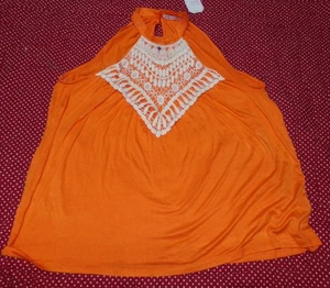NWT CULTURE CODE WOMENS SIZE L ORANGE CROCHET OVERSIZE TANK SLEEVELESS - Picture 1 of 3