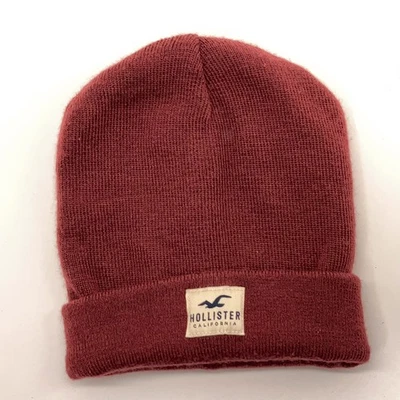 Chapéu Hollister California inverno gorro punho vermelho escuro - Imagem 1 de 4