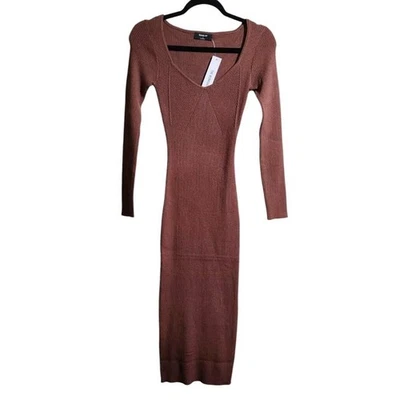 Vestido The Workshop Para Mujer Talla Pequeña Marrón Acanalado Apretado Salón Suave Cómodo Básico Foto 1 de 4