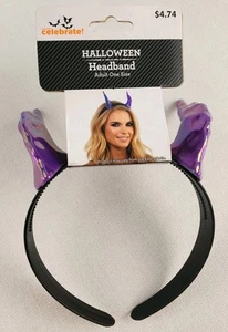 Women's Celebrate Horn Headband Metallic Lavender Halloween New **Please Read** - Picture 1 of 9