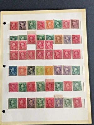 US STAMPS Sheet filled w/Reg. Issue Washington/Franklins MITN OG NH to UNUSED NG - Image 1 of 3
