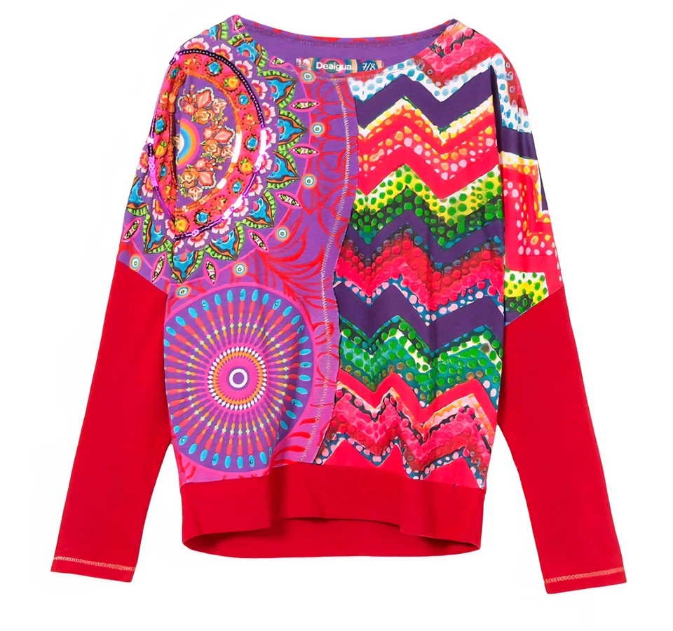 Camiseta Desigual NUEVA CON ETIQUETAS Niñas Rodhe Rosa/Púrpura Multi Adornada Talla 13/14 Foto 1 de 4