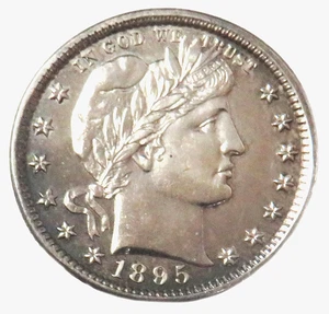 1895 USA PROOF SILVER BARBER QUARTER 880 MINTED ORIGINAL CHOICE PROOF CONDITION - Picture 1 of 2