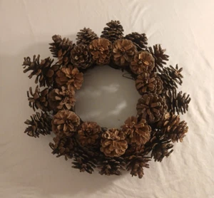 Pinecone Wreath Mini 12" Wide Christmas Cabin Lodge Rustic Real Pinecone - Picture 1 of 5