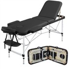 Aluminium Massage Table Portable Beauty Bed 3 Fold Tattoo Bed Black 84